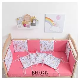 Бортик крошка Я «Милые принцессы» (32×32 см х 12 шт.) бязь/синтепон