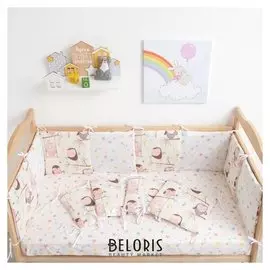 Бортик «Крошка Я: совы», из подушечек (32 × 32 см, 12 шт.), бязь/синтепон