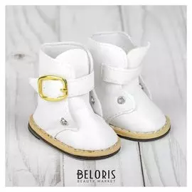 Ботинки для куклы на застежке, длина подошвы: 7,5 см, цвет белый