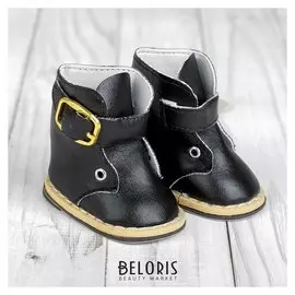 Ботинки для куклы на застежке, длина подошвы: 7,5 см, цвет чёрный