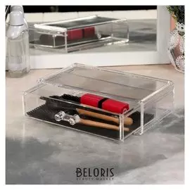 Бокс для хранения косметических принадлежностей, выдвижной ящик, 18,7 × 11,7 × 5,7 см, цвет прозрачный