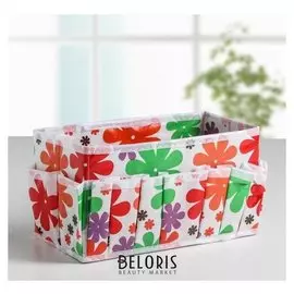 Бокс для мелочей «Цветочки», 15 карманов, 23,5×12×13 см