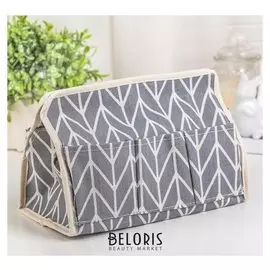 Бокс для мелочей «Зиг-заг», 6 карманов, 25×16.5×16 см, цвет серый