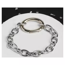 Браслет "Цепь" большое кольцо, цвет серебро