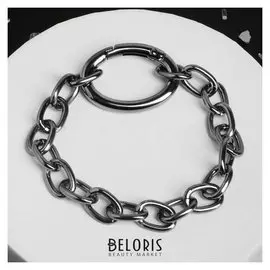 Браслет "Цепь" большое кольцо, цвет серый металл