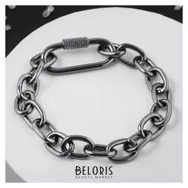 Браслет "Цепь" гайка, цвет серый металл