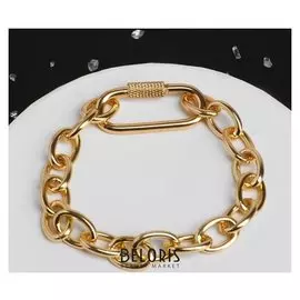 Браслет "Цепь" гайка, цвет золото