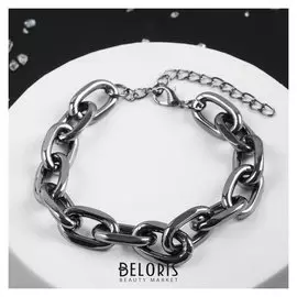 Браслет "Цепь" классика, цвет серый металл
