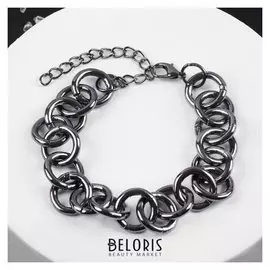 Браслет "Цепь" кольца-звенья, цвет серый металл