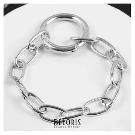 Браслет "Цепь" кольцо, цвет серебро