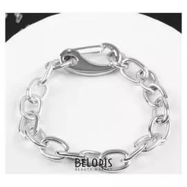 Браслет "Цепь" крупный карабин, цвет серебро