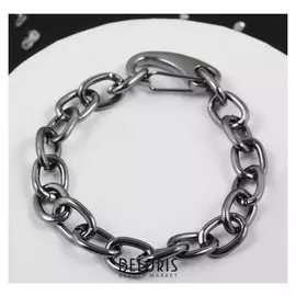 Браслет "Цепь" крупный карабин, цвет серый металл