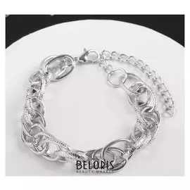 Браслет "Цепь" овалы-звенья, цвет серебро