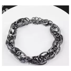 Браслет "Цепь" овалы-звенья, цвет серый металл