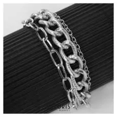 Браслет "Цепь" покрытие, многоярусный, цвет серебро