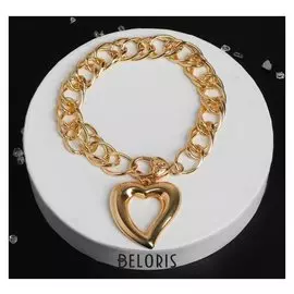 Браслет "Цепь" сердечко, двойные звенья, цвет золото
