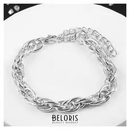 Браслет "Цепь" сплетённые звенья, цвет серебро