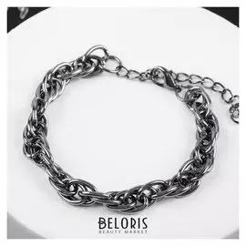 Браслет "Цепь" сплетённые звенья, цвет серый металл