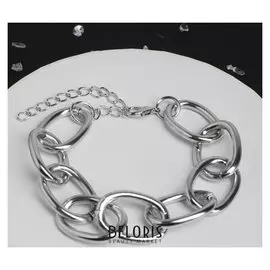 Браслет "Цепь" толстые звенья, цвет серебро