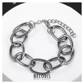 Браслет "Цепь" толстые звенья, цвет серый металл