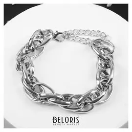Браслет "Цепь" утолщённые овалы, цвет серебро