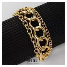 Браслет "Цепь" звенья многоярусный, цвет золото