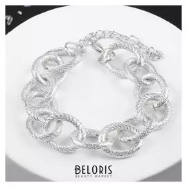 Браслет "Цепь" звенья с рисунками, цвет серебро