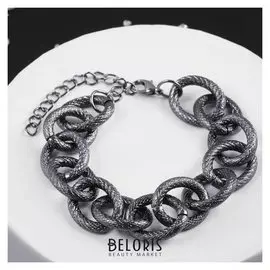 Браслет "Цепь" звенья с рисунками, цвет серый металл