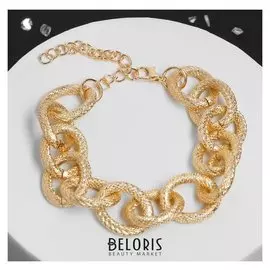 Браслет "Цепь" звенья с рисунками, цвет золото