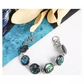 Браслет "Галиотис" круг крупный, цвет зеленый