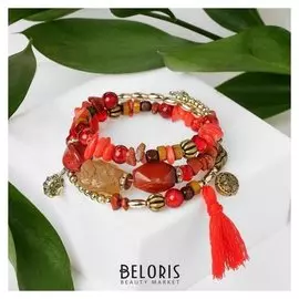 Браслет галтовка с крошкой "Коралл оранжевый"