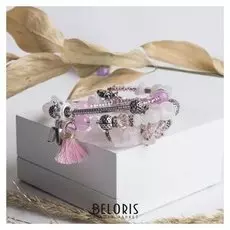 Браслет галтовка с крошкой "Кварц розовый"