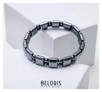 Браслет "Гематит" квадрат через два шарика
