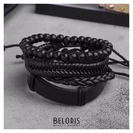 Браслет кожа "Батог", цвет чёрный