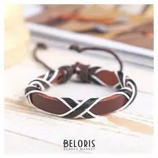 Браслет кожа "Плетение" крестики