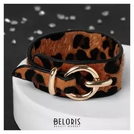 Браслет кожа "Сафари" леопард, цвет чёрно-коричневый