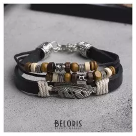 Браслет кожа "Стихия" перо