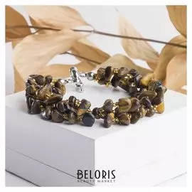 Браслет крошка 3 нити с бисером "Тигровый глаз"