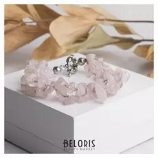 Браслет крошка с бисером "Кварц розовый"