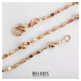 Браслет металл "Цепь" гладкое плетение с бусиной, цвет золото, 19см