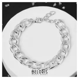 Браслет металл "Цепь" голден плоская, цвет серебро, 20см 5120764