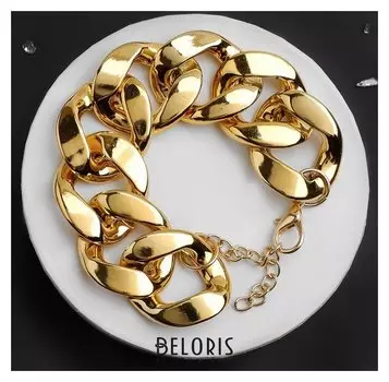 Браслет металл "Цепь" широкие звенья, цвет золото