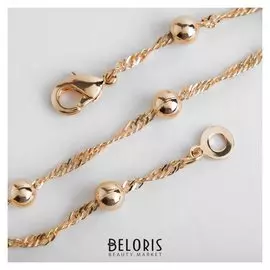 Браслет металл "Цепь" тонкий завиток с бусиной, цвет золото, 20см