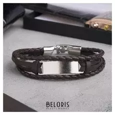 Браслет мужской "Крепость" медальон, цвет коричневый в серебре