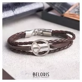 Браслет мужской "Крепость" мир, цвет коричневый в серебре