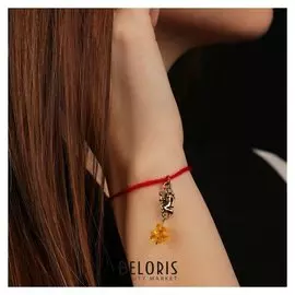 Браслет-оберег "Красная нить дева" с подвеской, янтарь