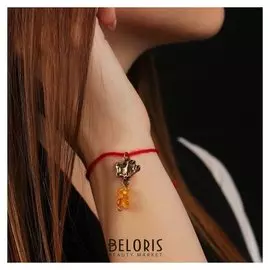 Браслет-оберег "Красная нить телец" с подвеской, янтарь