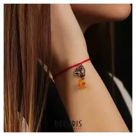 Браслет-оберег "Красная нить весы" с подвеской, янтарь