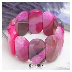 Браслет овал макси, гранёный "Агат розовый"