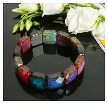 Браслет пластина гранёная, малая "Агат под турмалин"